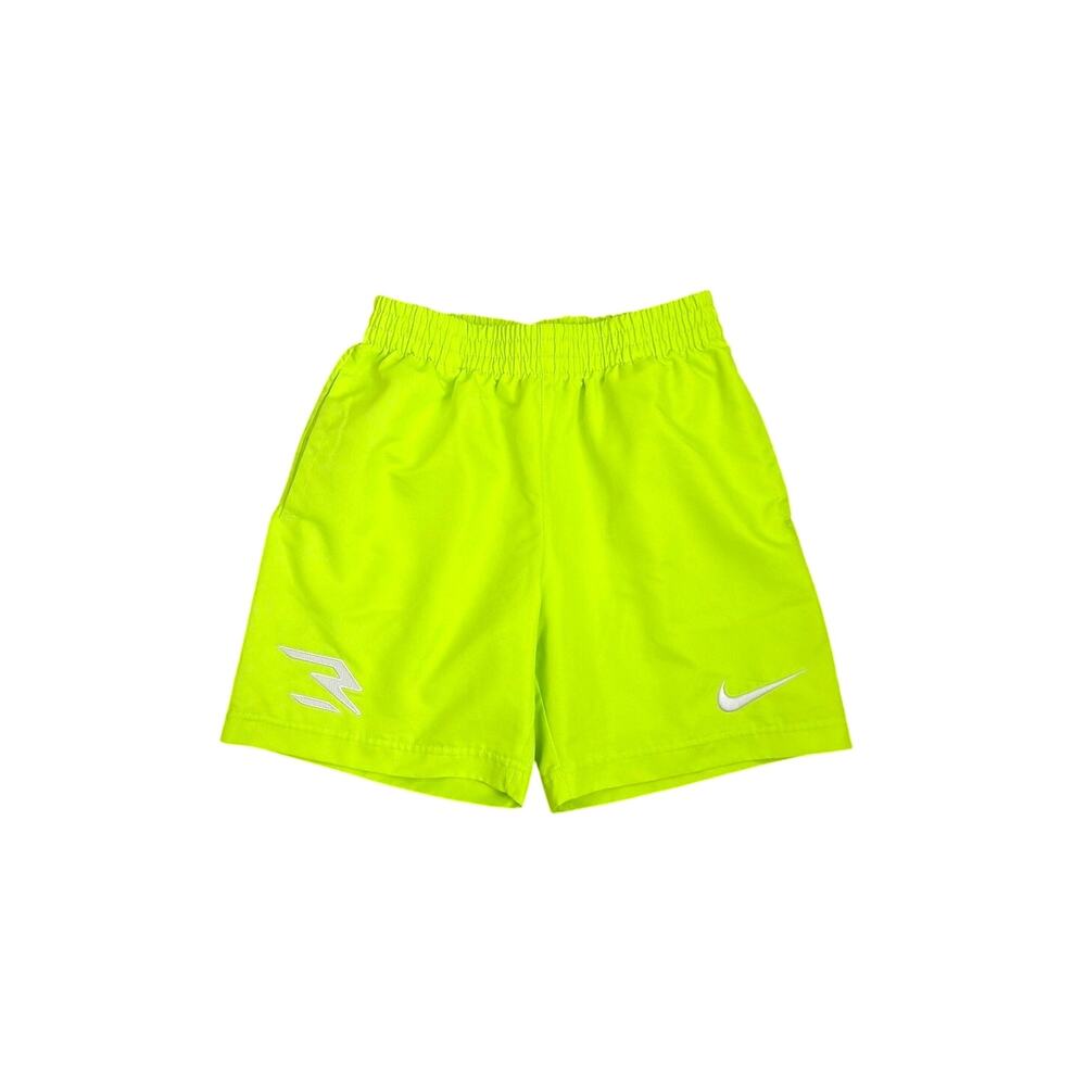 Nike 3BRAND Neon Yellow Embroidered Logo Athletic Shorts Youth Small 8/10